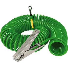 Spiralerdungskabel für asecos Fasspumpen, 1 Erdungszange und 1 Öse, Länge 3000 mm, Ex-geschützt