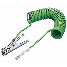 Spiralerdungskabel für asecos Fasspumpen, 1 Erdungszange und 1 Öse, Länge 3000 mm