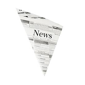 Spitztüten Papstar Newsprint, Volumen 250 g, L 230 x B 230 x H 325 mm, fettdicht, kompostierbar, Pergament-Ersatzpapier, grau-schwarz, 1000 Stück