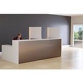 Spuckschutz-Trennwand, Polystyrol weiß, Stärke 4 mm, B 980 x H 650 mm, inkl. Standrohr mit Sockel, H 1765 mm