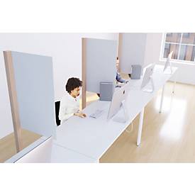 Spuckschutz-Trennwand, Polystyrol weiß, Stärke 4 mm, B 980 x H 650 mm, inkl. Standrohr mit Sockel, H 1765 mm