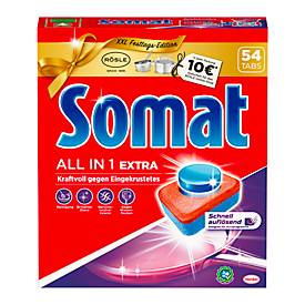 Spülmaschinentabs Somat All in 1 Extra, mit Express-Kraft-Formel & Zitronensäure, phosphatfrei, blau-rot, 54 Tabs in Karton