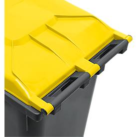 SSI Schäfer Mülltonne GMT, 360 l, bis 144 kg, fahrbar, vorbereitet für Chipaufnahme, PE, schwarzgelb