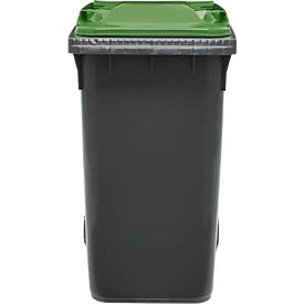 SSI Schäfer Mülltonne GMT, 360 l, bis 144 kg, fahrbar, vorbereitet für Chipaufnahme, PE, schwarzgrün