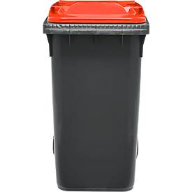 SSI Schäfer Mülltonne GMT, 360 l, bis 144 kg, fahrbar, vorbereitet für Chipaufnahme, PE, schwarzrot