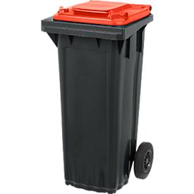 SSI Schäfer Mülltonne PRO 80 WAVE, 80 l, fahrbar, rot/schwarz