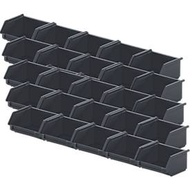 SSI Schäfer Sichtlagerkasten Serie ENTRY 110, Kunststoff, L 92 x B 102 x H 51 mm, 0,26 L, schwarz, 25 Stück