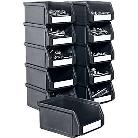 SSI Schäfer Sichtlagerkasten Serie ENTRY 211, Kunststoff, L 168 x B 103 x H 76 mm, schwarz, 15 Stück