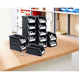 SSI Schäfer Sichtlagerkasten Serie ENTRY 211, Kunststoff, L 168 x B 103 x H 76 mm, schwarz, 15 Stück