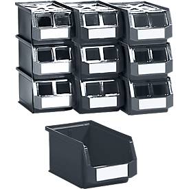 SSI Schäfer Sichtlagerkasten Serie ENTRY 221, Kunststoff, L 234 x B 140 x H 122 mm, 2,7 L, schwarz