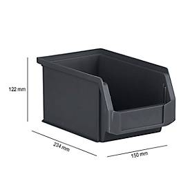 SSI Schäfer Sichtlagerkasten Serie ENTRY 221, Kunststoff, L 234 x B 140 x H 122 mm, 2,7 L, schwarz