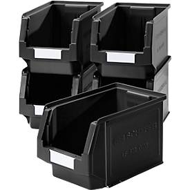 SSI Schäfer Sichtlagerkasten Serie ENTRY 322, Kunststoff, L 343 x B 209 x H 200 mm, 10,4 L, schwarz, 5 Stück