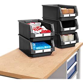 SSI Schäfer Sichtlagerkasten Serie ENTRY 532, Kunststoff, L 500 x B 312 x H 200 mm, 23,5 L, schwarz, 5 Stück