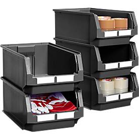 SSI Schäfer Sichtlagerkasten Serie ENTRY 532, Kunststoff, L 500 x B 312 x H 200 mm, 23,5 L, schwarz, 5 Stück