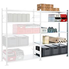 SSI Schäfer Steckboden-Fachregal VSR3000, Anbauregal, 5 Böden, Feldlast 750 kg, B 1282 x T 500 x H 1910 mm, Stahl verzinkt