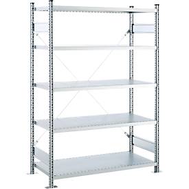 SSI Schäfer Steckboden-Fachregal VSR3000, Grundregal, 5 Böden, Feldlast 750 kg, B 1282 x T 500 x H 1910 mm, Stahl verzinkt