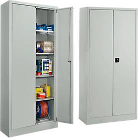 SSI Schäfer Universalschrank 2er-SET, Stahl, abschließbar, 950 x 400 x 1935 mm, 5 OH, lichtgrau