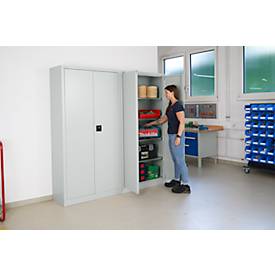 SSI Schäfer Universalschrank 2er-Set, Stahl, abschließbar, 950 x 400 x 1935 mm, 5 OH, weißaluminium RAL 9006