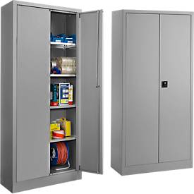 SSI Schäfer Universalschrank 2er-Set, Stahl, abschließbar, 950 x 400 x 1935 mm, 5 OH, weißaluminium RAL 9006