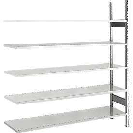 Archivregal, Anbaufeld, 5 Böden, T 300 mm, verzinkt