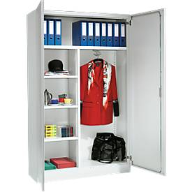 Garderobenschrank BS-G 2412, Stahl, 1200 x 425 x 1950 mm, 5 OH, lichtgrau