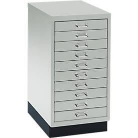 SSI Schubladenschrank DIN A3, 10 Schübe, 675 mm hoch, lichtgrau