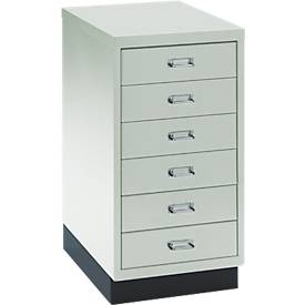 SSI Schubladenschrank DIN A3, 6 Schübe, 675 mm hoch, lichtgrau