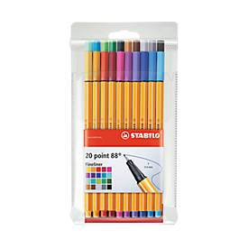 STABILO® Fineliner Point 88, 0,4 mm, farbsortiert, Etui à 20 Stück