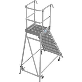 STABILO PodestLeiter, fahrbar, einseitig begehbar, Profilrost mit R13 Stufen, 8 Sufen