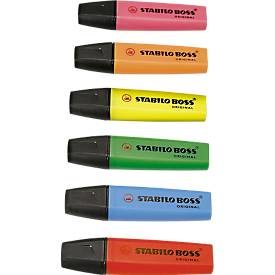STABILO® Textmarker BOSS Original, farbsortiert, 6 Stück