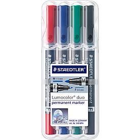 STAEDTLER Permanent-Marker Lumocolor duo, 4er-Set