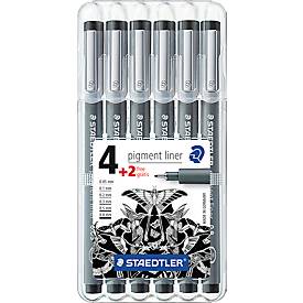 Staedtler Pigment-Liner, unterschiedliche Linienbreiten im Set, 6er-Set