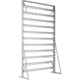 Ständerregal, 1-seitig bestückbar, 11 Reihen, ohne Sichtlagerkästen, B 1145 x T 400 x H 1950 mm, Stahl, grau