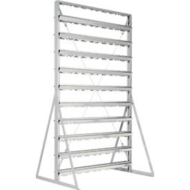 Ständerregal, 2-seitig bestückbar, 20 Reihen, ohne Sichtlagerkästen, B 1145 x T 800 x H 1950 mm, Stahl, grau