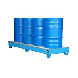 Stahl-Auffangwanne mit Gitterrost, 2400 x 800 mm, blau RAL 5012