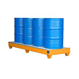 Stahl-Auffangwanne mit Gitterrost, 2400 x 800 mm, orange RAL 2000