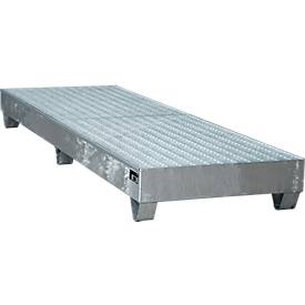 Stahl-Auffangwanne mit Gitterrost, 2400 x 800 mm, verzinkt