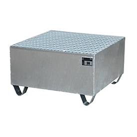 Stahl-Auffangwanne mit Gitterrost, 800 x 800 mm, verzinkt