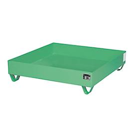 Stahl-Auffangwanne ohne Gitterrost, 1200 x 1200 mm, grün RAL 6011