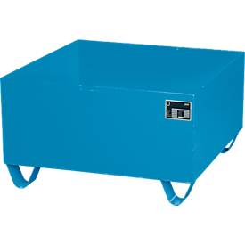 Stahl-Auffangwanne ohne Gitterrost, 800 x 800 mm, blau RAL 5012