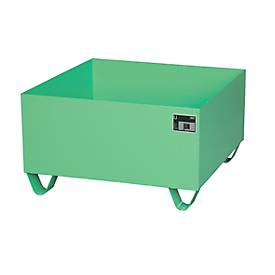 Stahl-Auffangwanne ohne Gitterrost, 800 x 800 mm, grün RAL 6011