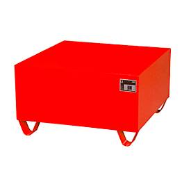 Stahl-Auffangwanne ohne Gitterrost, 800 x 800 mm, rot RAL 3000