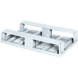 Stahlflachpalette, bis 1500 kg, geschlossenes Oberdeck, 2 Stahlkufen, L 800 x B 500 x H 130 mm, Stahl, verzinkt