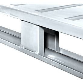 Stahlflachpalette, Euro-Maß, bis 1500 kg, geschlossenes Oberdeck, 2 Stahlkufen, L 1200 x B 800 x H 130 mm, Stahl, verzinkt
