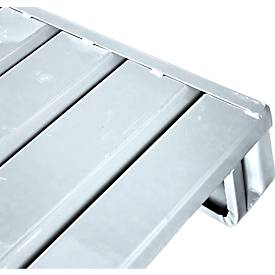 Stahlflachpalette, Euro-Maß, bis 1500 kg, geschlossenes Oberdeck, 2 Stahlkufen, L 1200 x B 800 x H 130 mm, Stahl, verzinkt