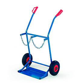 Stahlflaschenkarre für 2 Stahlflaschen Ø 205 mm bzw. 2 Flaschen Ø á 20 Liter, Vollgummi-Bereifung