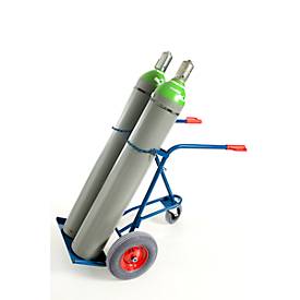 Stahlflaschenkarre, mit Stützrad, Luft-Reifen