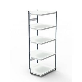 Stahlregal PROGRESS 2000, Eckregalfeld, ohne Rückwand, H 1900 x B 400 + T 400 mm, Rahmen silber