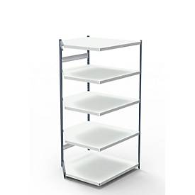 Stahlregal PROGRESS 2000, Eckregalfeld, ohne Rückwand, H 1900 x B 400 + T 600 mm, Rahmen silber