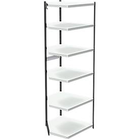 Stahlregal PROGRESS 2000, Eckregalfeld, ohne Rückwand, H 2250 x B 400 + T 400 mm, Rahmen schwarz